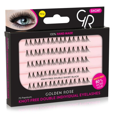 GOLDEN ROSE Knot Free Double Individual Eyelashes - Short Black